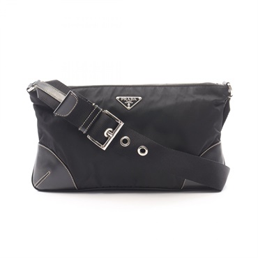 PRADA TESSUTO LIGHT Shoulder Bag BR1061 Nylon leather Black Used Women