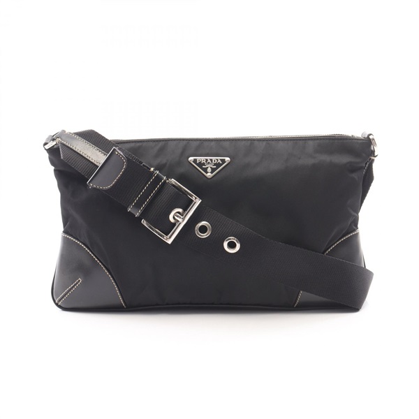 PRADA TESSUTO LIGHT Shoulder Bag BR1061 Nylon leather Black Used Women
