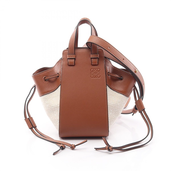 LOEWE Hammock Drawstring Mini Anagram Jacquard crossbody Handbag canvas leather