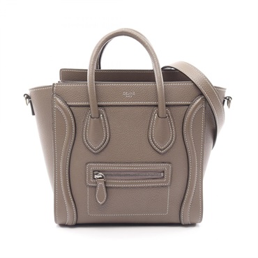 CELINE Luggage Nano Shopper shoulder crossbody Handbag 189243 leather Gray Used