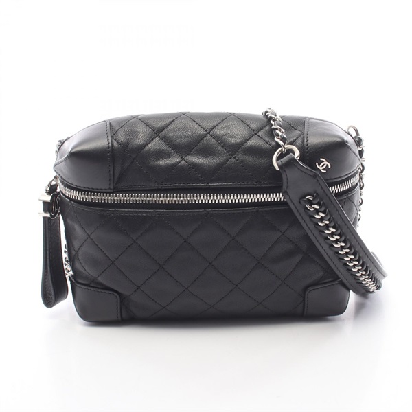 CHANEL Matelasse Shoulder Crossbody Bag Lambskin leather Black SHW Used Women CC