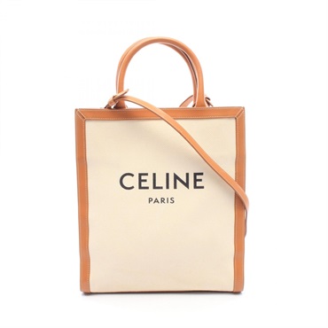 CELINE Small Vertical Cabas Shoulder Crossbody Tote Handbag canvas leather Used