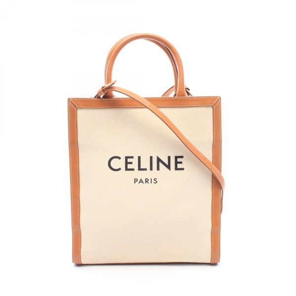 CELINE Small Vertical Cabas Shoulder Crossbody Tote Handbag canvas leather Used