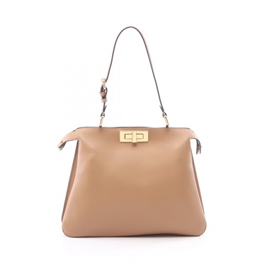 FENDI Peekaboo Soft Medium shoulder Handbag leather Beige Used Women