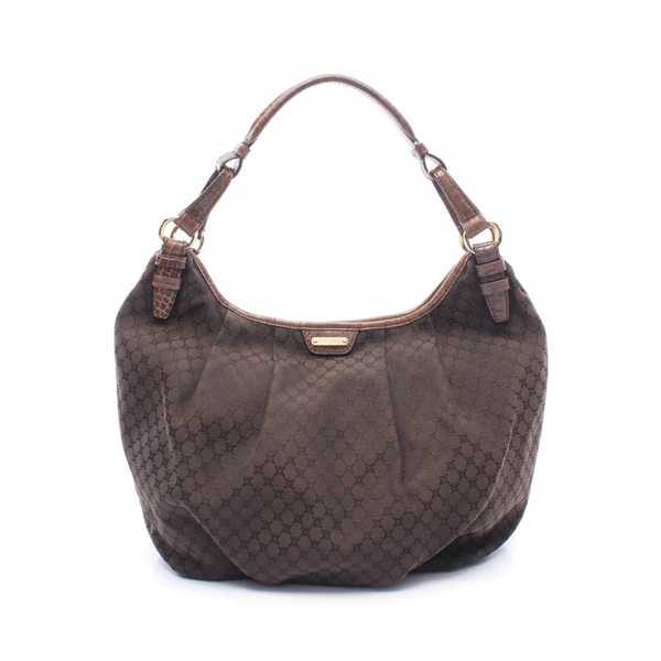 CELINE Macadam Shoulder Handbag canvas leather Brown Used Women