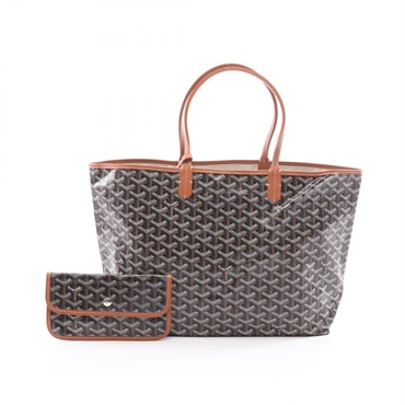 GOYARD Saint Louis PM Tote hand Bag canvas leather Black Brown White Used Women