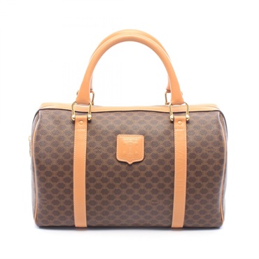 CELINE Macadam Duffel Handbag PVC coated canvas leather Brown Used Women