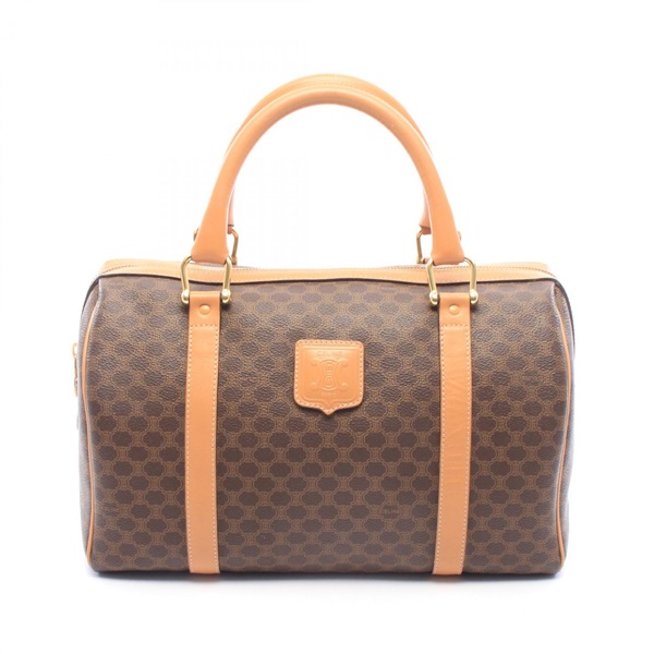 CELINE Macadam Duffel Handbag PVC coated canvas leather Brown Used Women