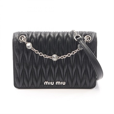Miu Miu Matelasse mini chain Shoulder hand Bag bijoux leather Black Used Women