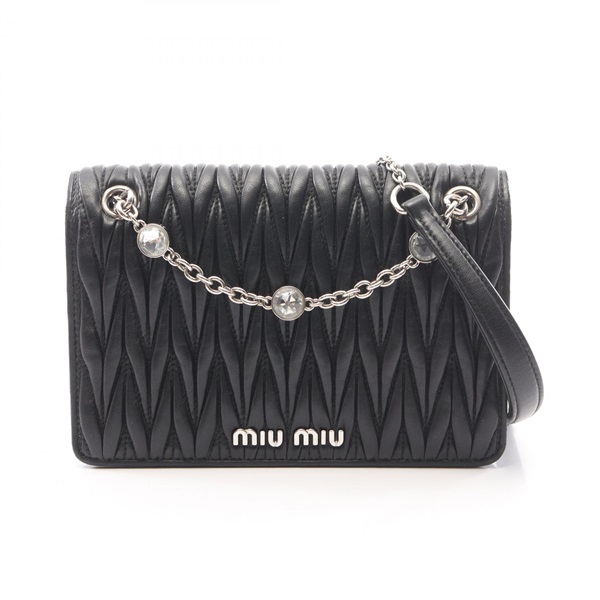 Miu Miu Matelasse mini chain Shoulder hand Bag bijoux leather Black Used Women
