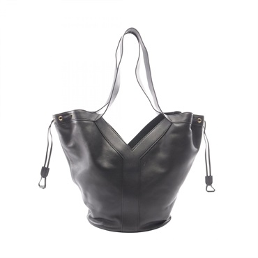 SAINT LAURENT PARIS Y Hobo Drawstring Tote Shoulder Bag leather Black Used Women