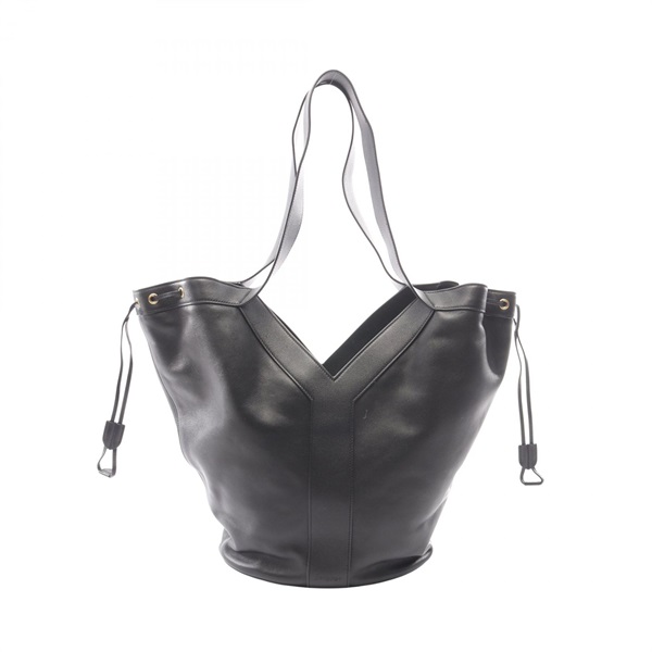 SAINT LAURENT PARIS Y Hobo Drawstring Tote Shoulder Bag leather Black Used Women
