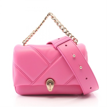 BVLGARI Serpenti Cabochon Mini Shoulder Crossbody Handbag leather Pink Used