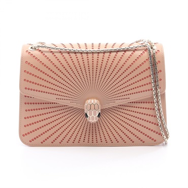 BVLGARI Serpenti Forever Razor Cut Chain Shoulder Handbag leather Pink Used