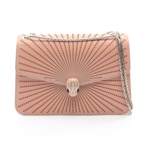 BVLGARI Serpenti Forever Razor Cut Chain Shoulder Handbag leather Pink Used