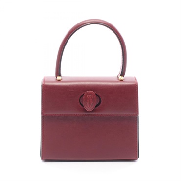 CARTIER Must Line Handbag leather Bordeaux Used Women