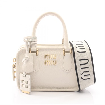 Miu Miu VIT.DAINO SOFT Shoulder Crossbody Handbag 5BB123 leather White Used