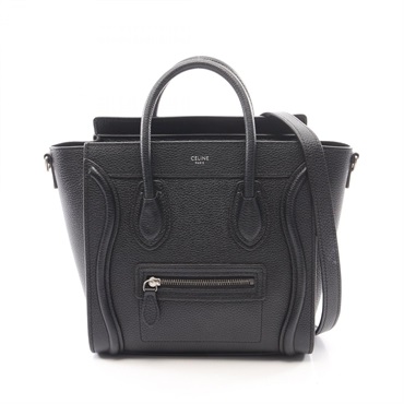 CELINE Luggage Nano Shopper shoulder crossbody Handbag 189243DRU leather Black