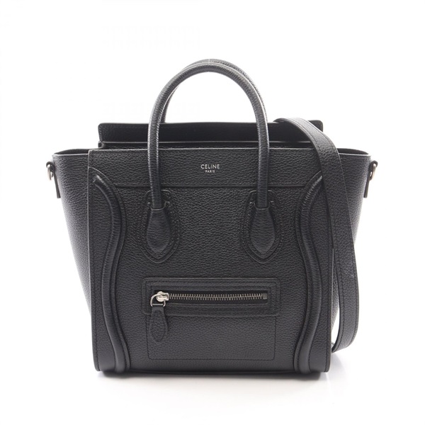 CELINE Luggage Nano Shopper shoulder crossbody Handbag 189243DRU leather Black