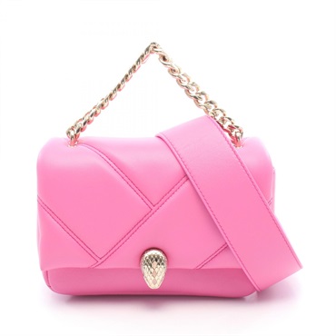 BVLGARI Serpenti Cabochon Mini shoulder crossbody chainHandbag leather Pink Used