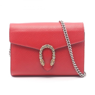 GUCCI Dionysus GG Supreme Chain Crossbody Shoulder Bag 401231 leather Red Used
