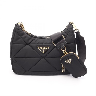 PRADA TESSUTO QUILTING Shoulder crossbody Bag 1BC151RDJNF0632 Nylon Black women