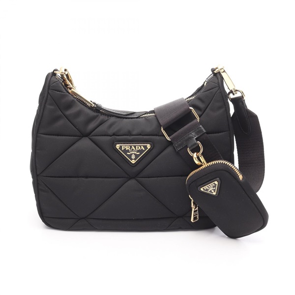 PRADA TESSUTO QUILTING Shoulder crossbody Bag 1BC151RDJNF0632 Nylon Black women