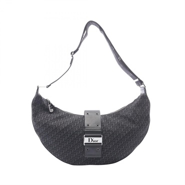 Christian Dior street chic trotter Shoulder Bag canvas leather Black Gray Used