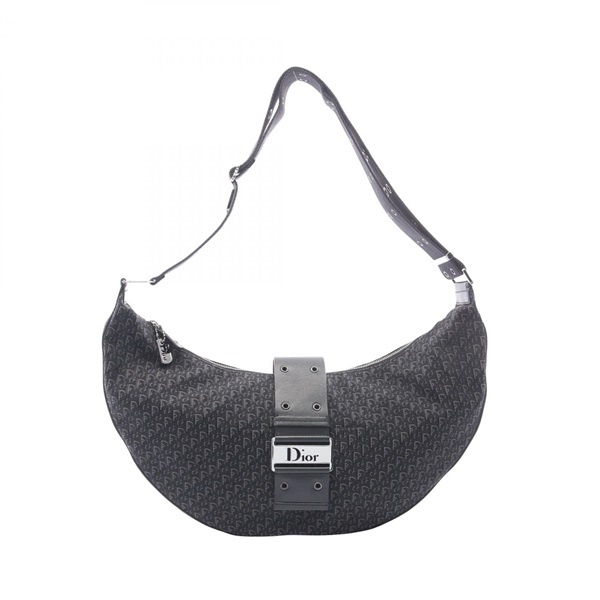 Christian Dior street chic trotter Shoulder Bag canvas leather Black Gray Used