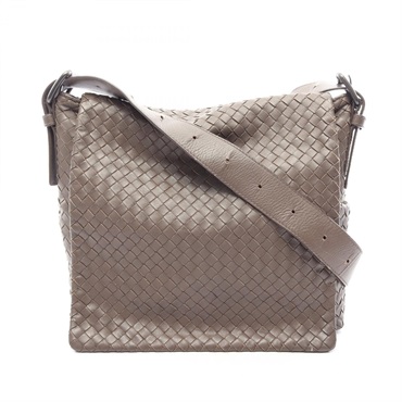 BOTTEGA VENETA Intrecciato Messenger Shoulder Bag leather Beige Used mens