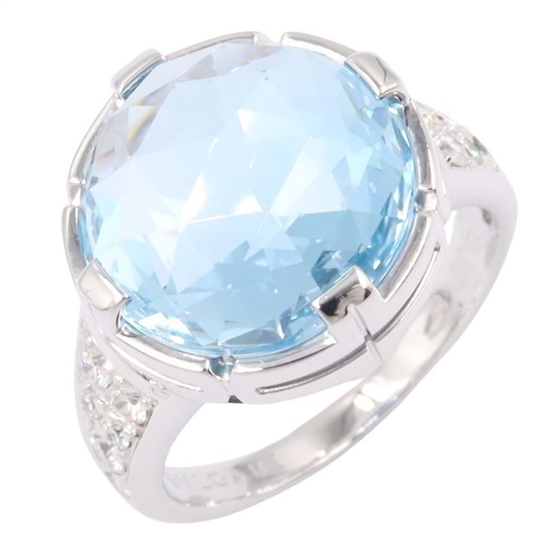 BVLGARI Parentesi Cocktail Blue Topaz Diamond Ring 18KWG Used Women US size #6