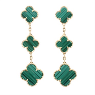 Van Cleef & Arpels Magic Alhambra Malachite Earrings 18KYG Gold Green Used Women
