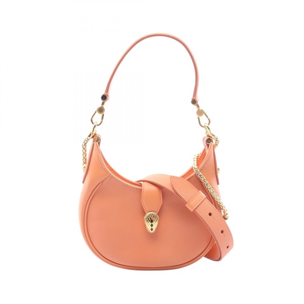 BVLGARI Serpenti Ellipse Small Crossbody Shoulder Bag leather Orange Used Women