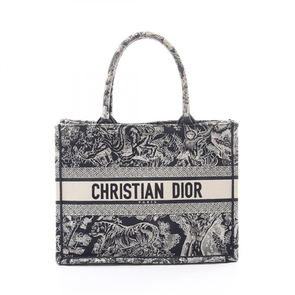 Christian Dior BOOK TOTE Medium Toile de Jouy Handbag canvas Navy White Used