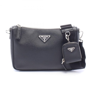 PRADA SAFFIANO TRAVEL Shoulder Crossbody Bag Saffiano leather Black Used unisex