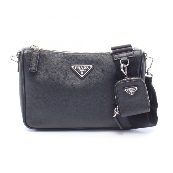 PRADA SAFFIANO TRAVEL Shoulder Crossbody Bag Saffiano leather Black Used unisex
