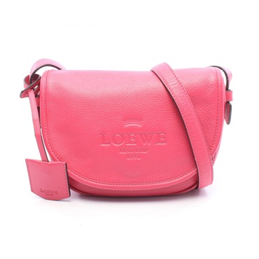 LOEWE Heritage Logo Shoulder Crossbody Bag leather Pink Used Women