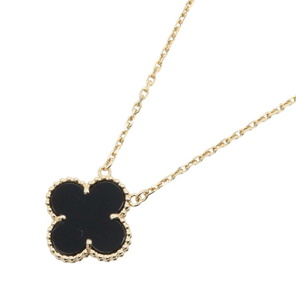 Van Cleef & Arpels Vintage Alhambra Onyx Necklace 18KYG Yellow Gold Black Used