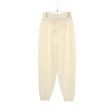 HERMES H motif knit Pants Trousers #42 wool White Used Women