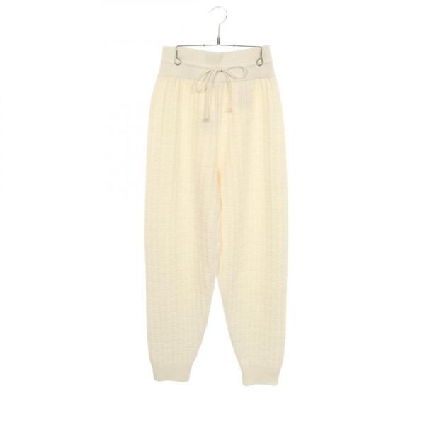 HERMES H motif knit Pants Trousers #42 wool White Used Women