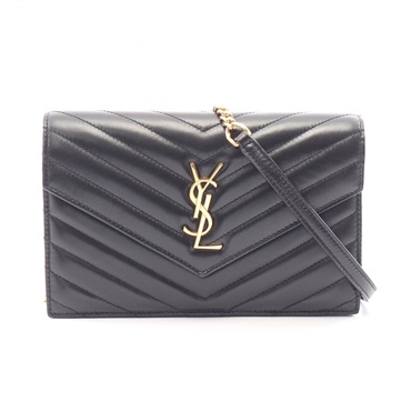 SAINT LAURENT PARIS Cassandra Envelope Crossbody Shoulder Bag 742920 leather BK