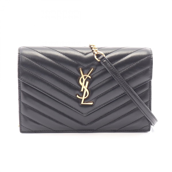SAINT LAURENT PARIS Cassandra Envelope Crossbody Shoulder Bag 742920 leather BK