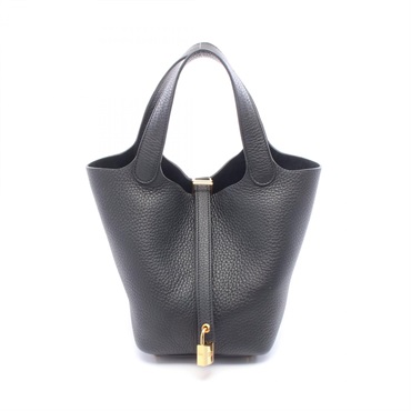 HERMES Picotin Lock PM Bucket Tote Handbag Clemence leather Black GHW Preowned K
