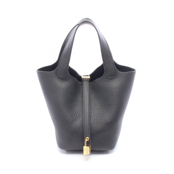 HERMES Picotin Lock PM Bucket Tote Handbag Clemence leather Black GHW Preowned K