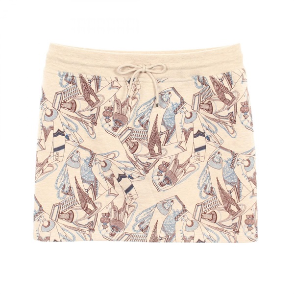 HERMES Sweatshirt skirt cotton Camel Hair Beige Brown Blue Used Women