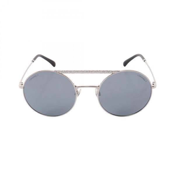 CHANEL COCO Mark Round Sunglasses Eyewear 4232 Metal Plastic Gray Used Women CC