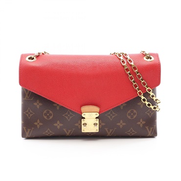 LOUIS VUITTON Pallas Chain Shoulder Bag M41201 Monogram Leather Brown Red used