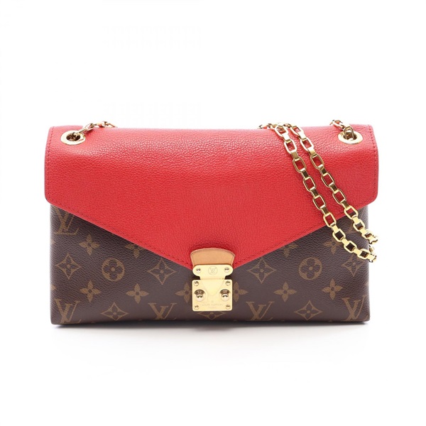 LOUIS VUITTON Pallas Chain Shoulder Bag M41201 Monogram Leather Brown Red used
