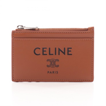 CELINE Triomphe holder Card Case 10F993R22GLK3 leather Brown Preowned mens