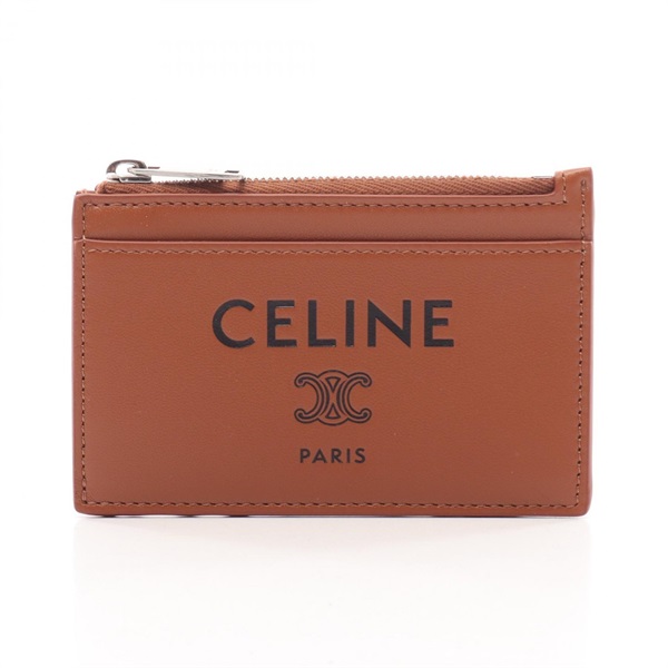 CELINE Triomphe holder Card Case 10F993R22GLK3 leather Brown Preowned mens